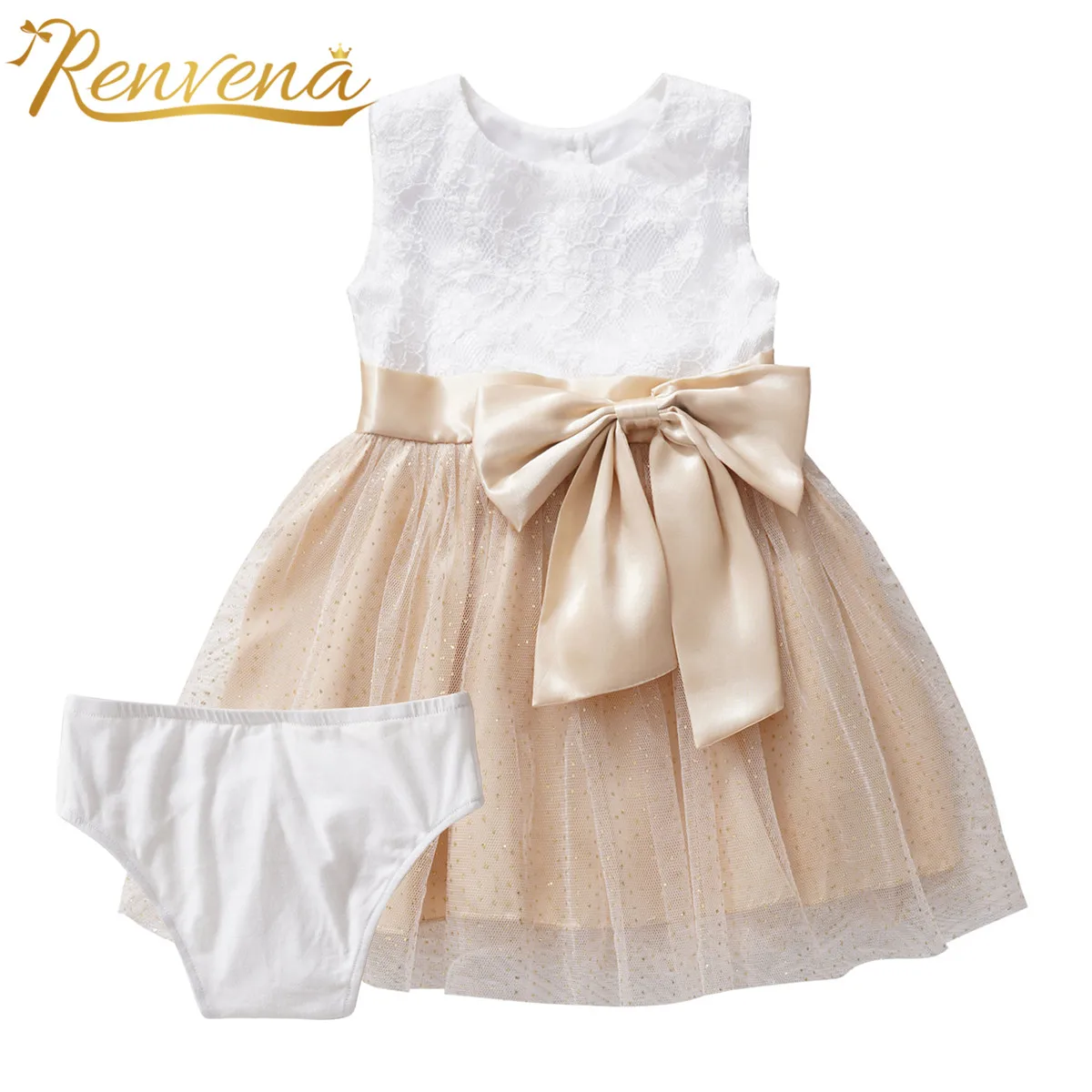 

Infant Baby Girls Dress Embroidered Christening Baptism Gowns Flower Girl Dress with Bloomers Wedding Toddlers Baby Clothing