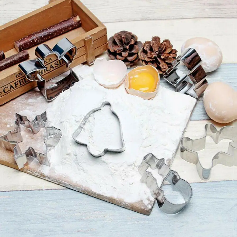 

6pcs/set Christmas Cookie Mould Steel Baking Tool Christmas Man Snowflake Mould Gingerbread Snowman Angel Tree Shape H7a6