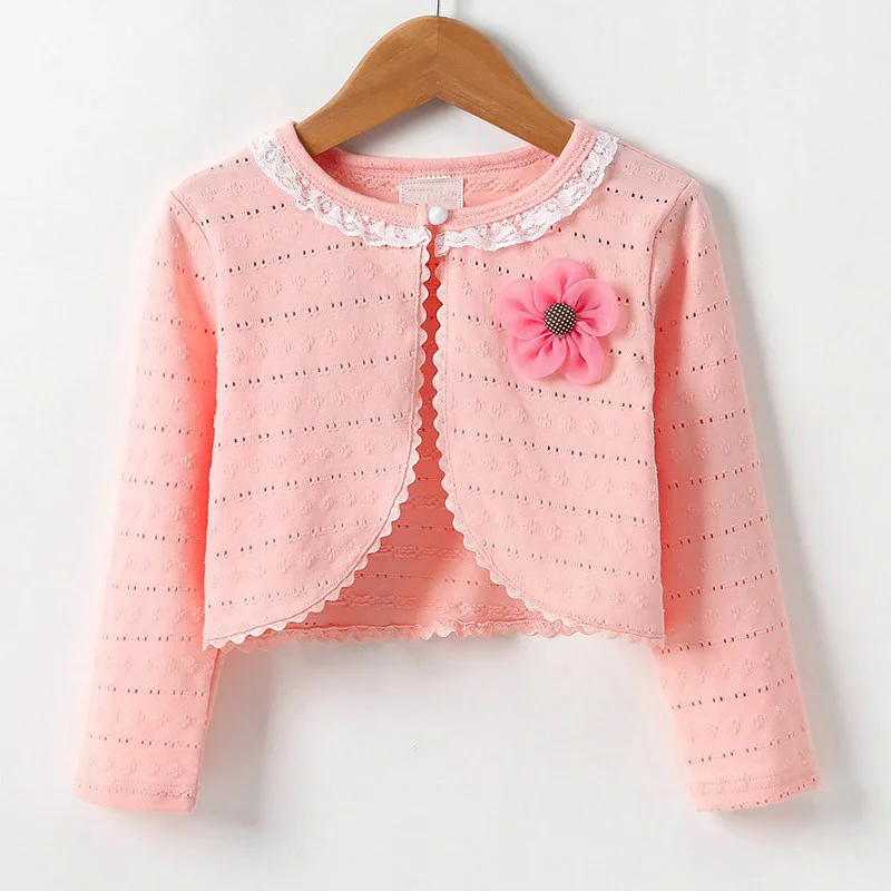 Pink Children's Clothes Autumn Coat for Baby Girl Solid Color Casual Concise Sweet Cute Flower Decor Jackets 0-5T Baby Girl Clothes - Color: Pink