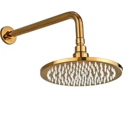 luxury golden polished saving water led light rainfall brass 10 inch round shower head with shower arm