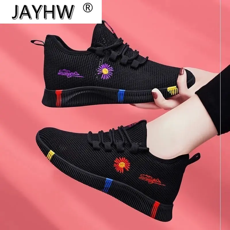 

2021 Autumn New Women's Vulcanized Shoes Fashion Mesh Breathable Sneakers Lace-up Lightweight Women Casual Shoes Tenis De Mujer