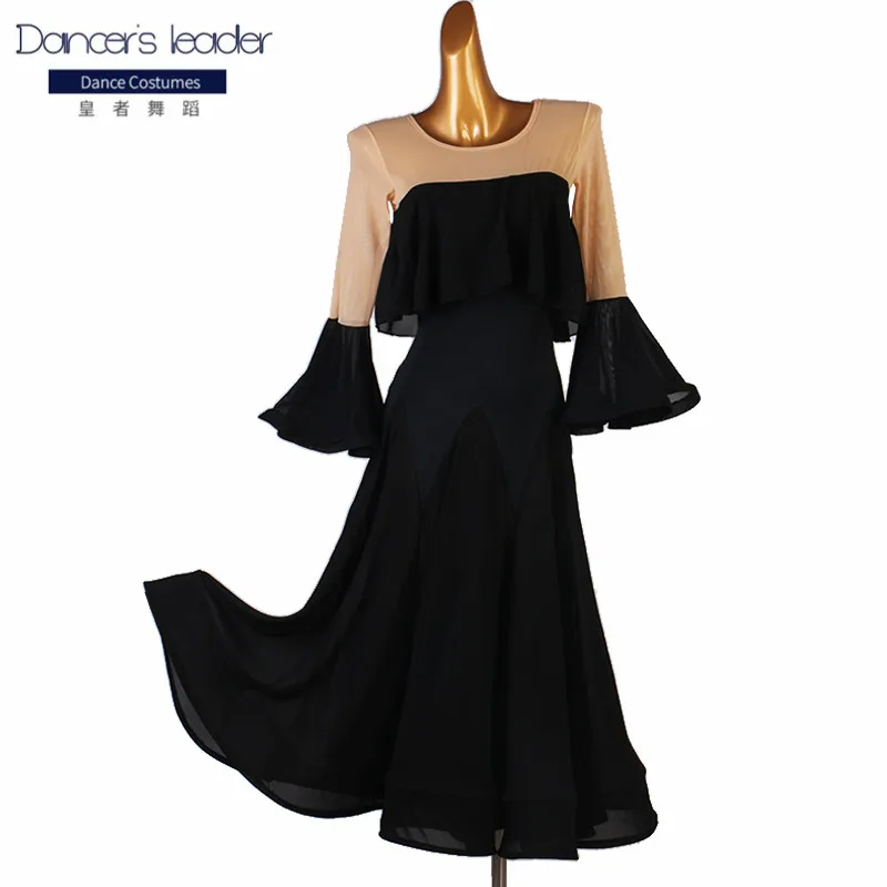 

Modern dance custom lantern sleeve elegant tango costume female adult professional ballroom dance stage competition costume