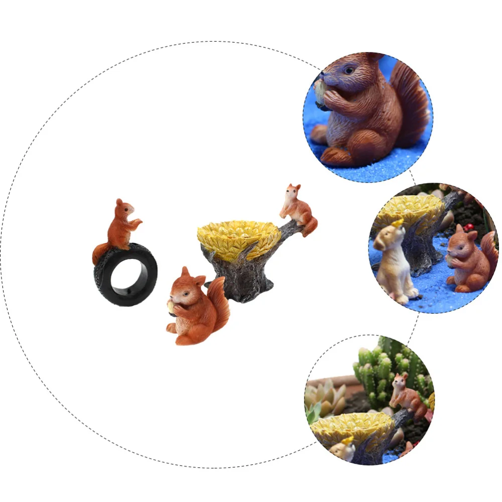 

3pcs Miniature Squirrels Landscape Garden Home Decor Resin Accessories