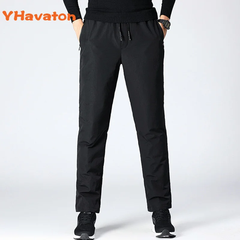 

Мужские уличные зимние штаны 4XL на белом утином пуху, водонепроницаемые устойчивые к царапинам ветрозащитные брюки с эластичным поясом, штаны для катания на лыжах и кемпинга
