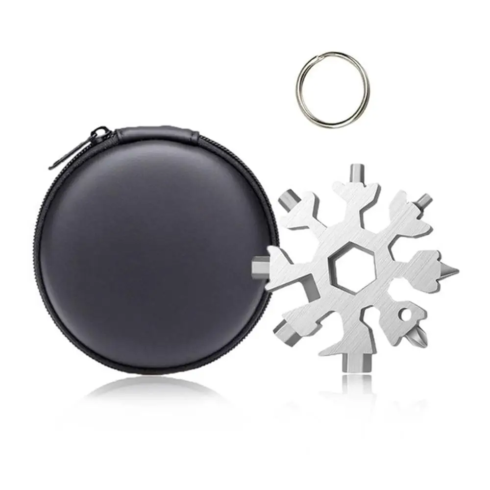 

Multifunctional 18 In 1 Snowflake Multi Pocket Tool Keyring Key Ring Spanner Hex Wrench Wrench Tools Hand Tools