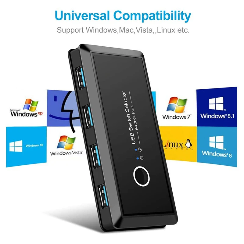 USB распределительный переключатель 4 порта 2 компьютера периферийный коммутатор