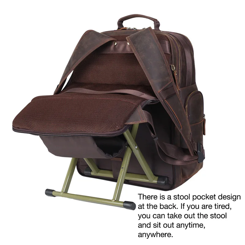 Большой мужской рюкзак TIDING для ноутбука 17 дюймов из натуральной кожи дорожная