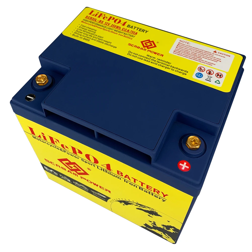 

12.8V 30L-BS 20Ah Motorcycle Battery LiFePO4 Motorbike CCA 750A With BMS Motor Scooter Lithium Iron Replace YTX3