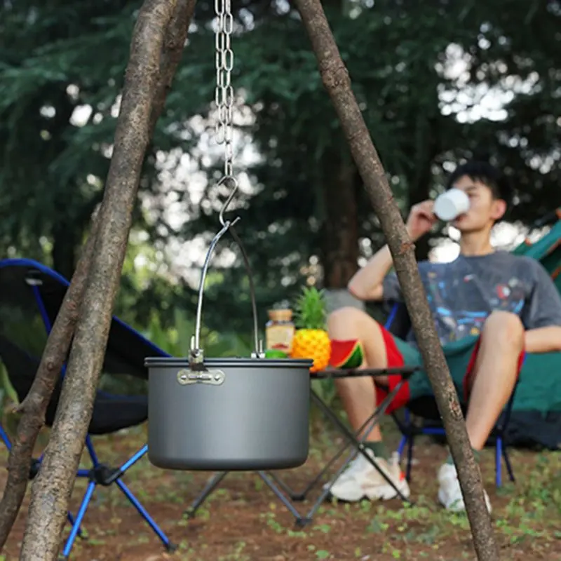 

Outdoor BBQ Camping Stainless Steel Hanger Camping Tripod Hanging Pot Rack For Fire Hanging Pot Campfire Cookware Hot