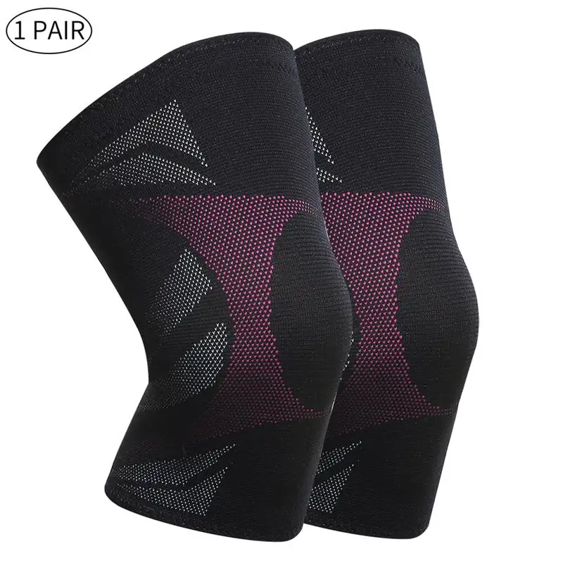 PINK 2PCS Veidoorn 1prs компрессионные наколенники для поддержки колена для спортивных тренировок баскетбольные суставы обезболивающие наколенники для бега - Цвет: PINK 2PCS