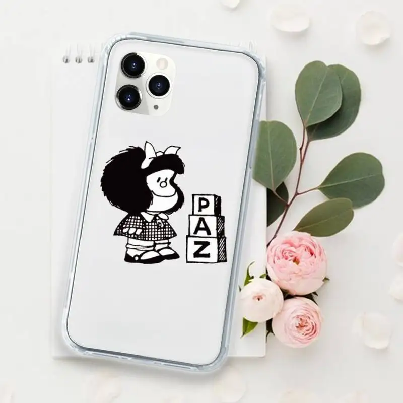 

Hot Cartoon Mafalda Phone Case Transparent for iPhone 11 12 mini pro XS MAX 8 7 6 6S Plus X 5S SE 2020 XR