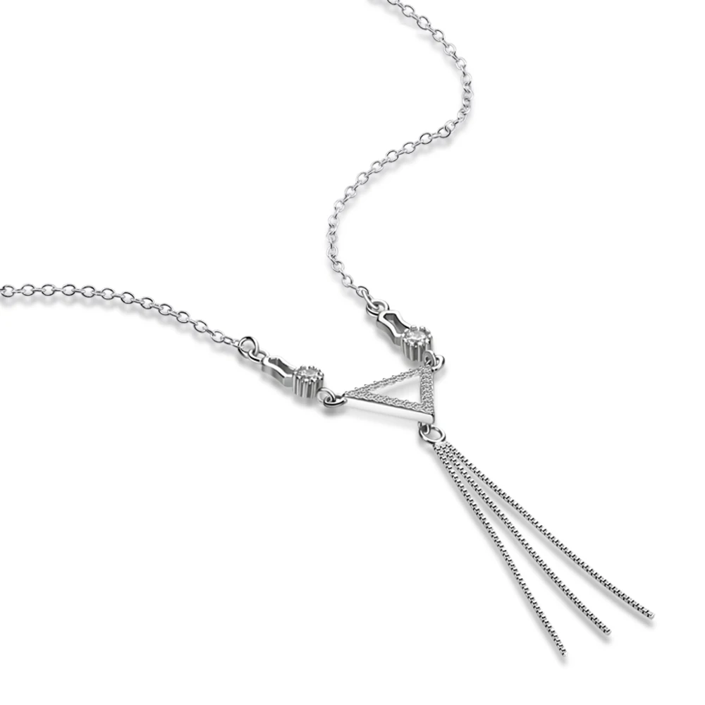 Женская цепочка из серебра 925 пробы с длинной бахромой|Ожерелья| |