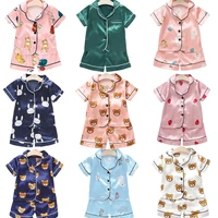 casual sleepwear suit clothes silk kids baby girls pajamas set cute children clothing short sleeve kids pajamas for boys 2021