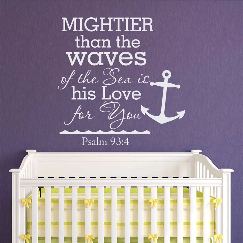 

Wall Art Sticker Anchor Room Decoration Inspiration Words Psalm 93 4 Mightier Than The Waves Of The Sea Mural Removeable LY486