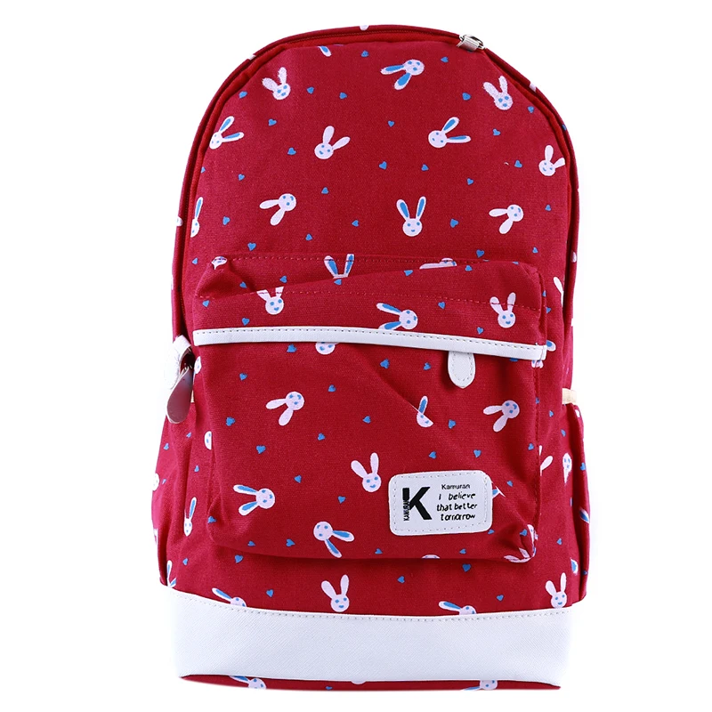 4pcs/Set Women Girl Rabbit Animals Travel Backpack For Teenage Printing Canvas Casual Backpacks Fashion Ladies Bags | Багаж и сумки