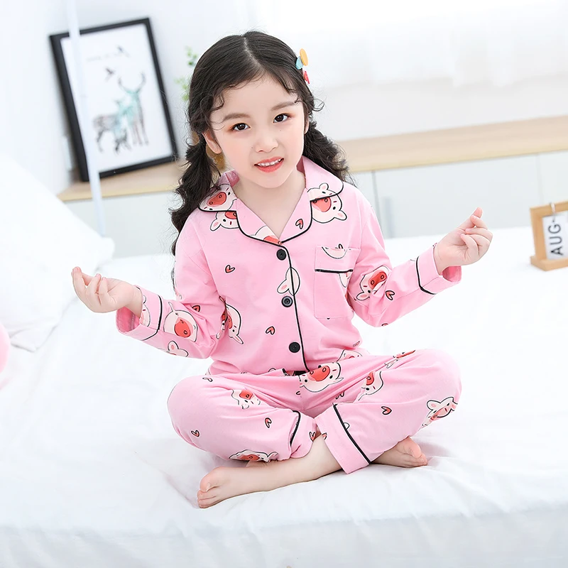 Милые дешевые детские пижамы осенняя одежда для сна девочек Одежда младенцев