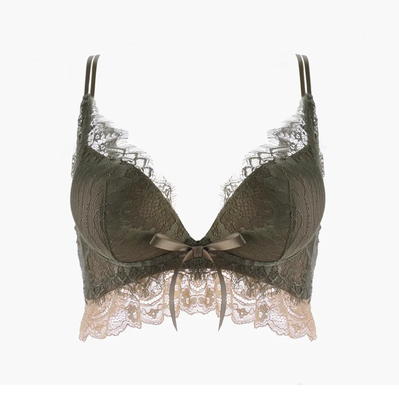 

Lace underwear women gather together the small chest big vice milk rims bowknot stuffed bra cover suit JiNaNa