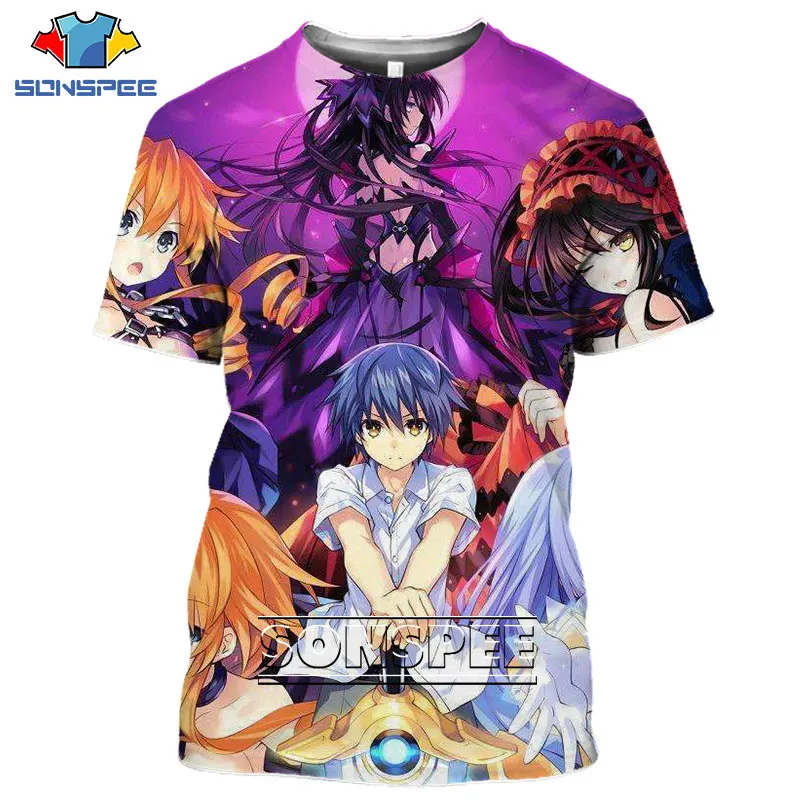 

SONSPEE Men's T-shirts 3D Print Anime Date A Live T Shirt Tobiichi Origami Unisex Sexy Girl Women Men Tshirt Funny Pullover