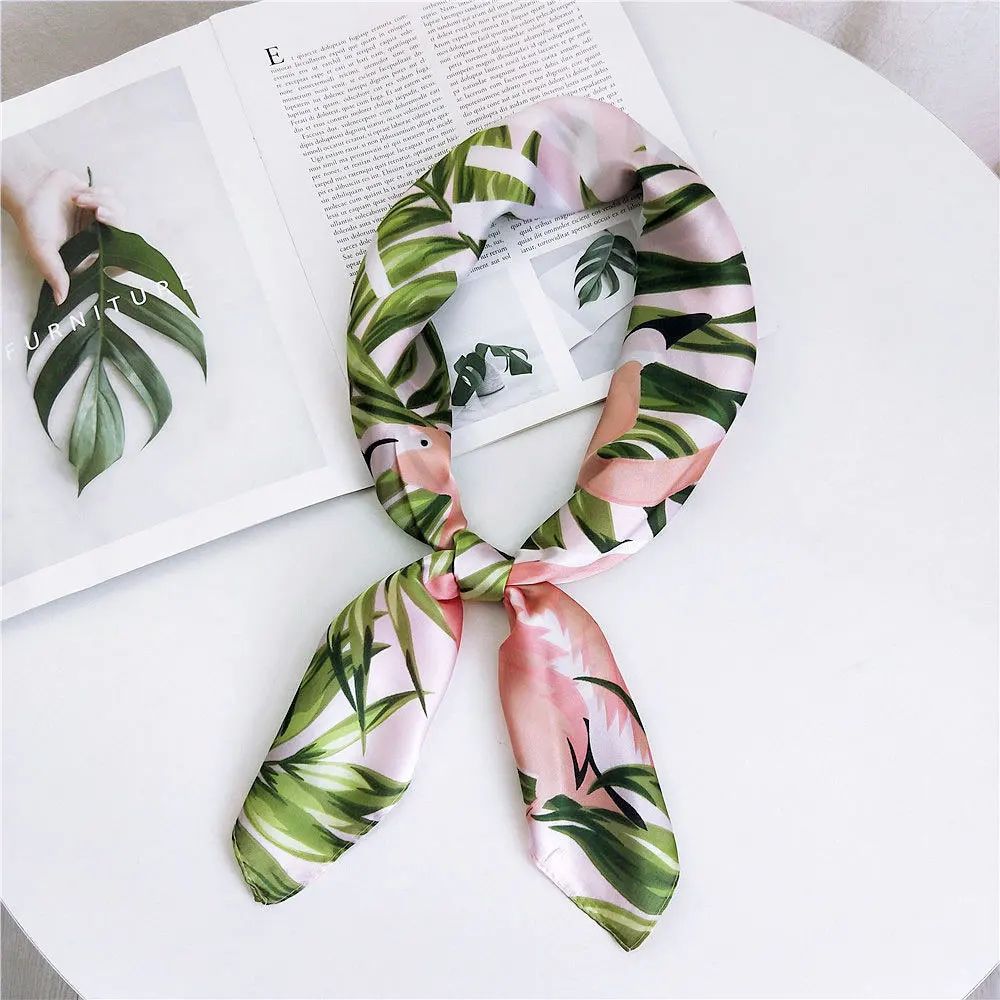 Маленький квадратный атласный шарф искусственный шелковый женский элегантный