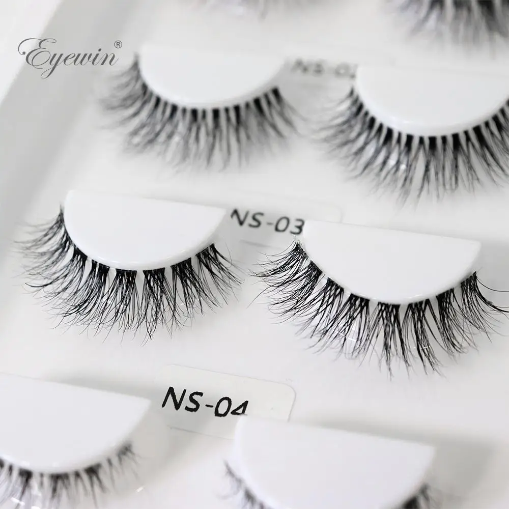 

Eyewin 3D Mink Invisible Lash Handmade Crisscross Eyelashes Clear Band Soft Strip Eyelash Natural Long Wispy False Lashes Makeup