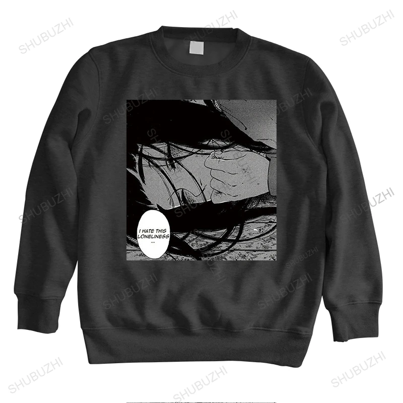 

Мужская толстовка с круглым вырезом, Повседневная Толстовка с капюшоном в стиле ретро, с принтом грустного аниме, с принтом плача и глаз, тол...