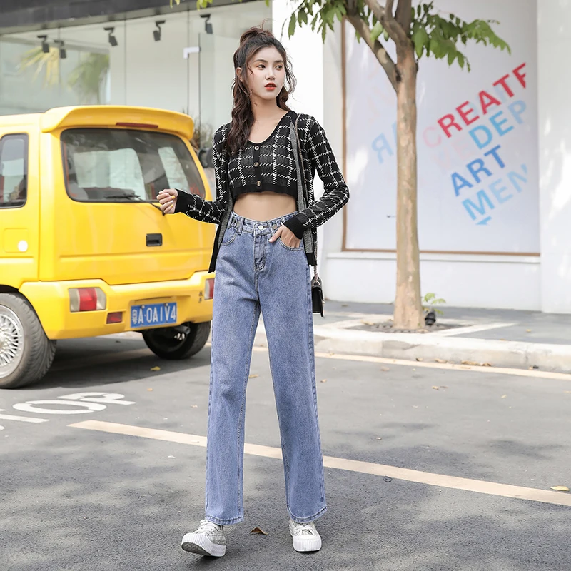 

Fa9011-1 2019 new autumn winter women fashion casual Denim Pants high waisted jeans jeans woman