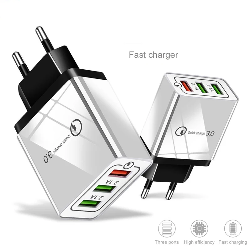 3 порта быстрое зарядное устройство 3,0 USB зарядное устройство для телефона Быстрая зарядка ЕС Разъем для samsung Galaxy S9 S8 S8 plus S7 S6 Edge Plus Note8 Note 5