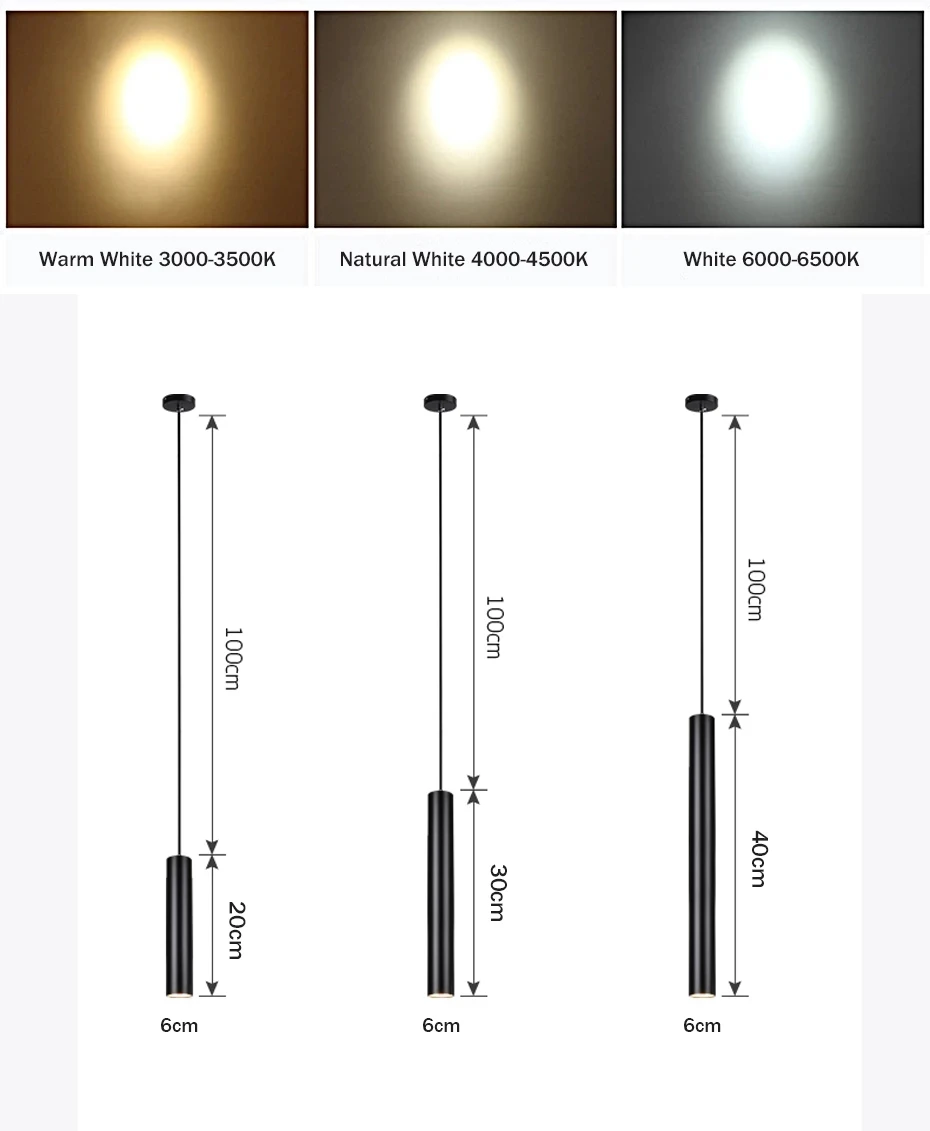 Led Hanging Lamp Long Tube lamp Kitchen Island Dining Room Shop Bar Decoration Cylinder Pipe Black Pendant Light Kitchen Lamp