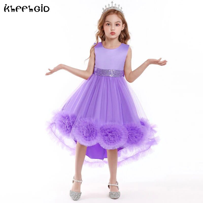 2021 Новое Детское платье принцессы для девочек Чистая Пряжа Пышное Платье с