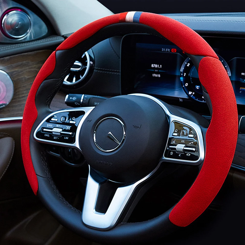 

Универсальный чехол на руль для салона автомобиля, 38 см, 15 дюймов, замшевый, кожаный, нескользящий, усилитель руля, комплект для модификации ...