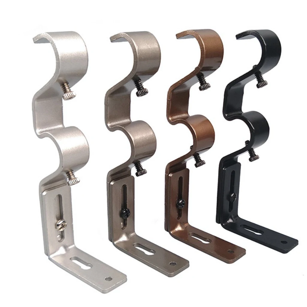 

3x Double Curtain Rod Wall Bracket Support Living Bedroom Drapery Pole Holders