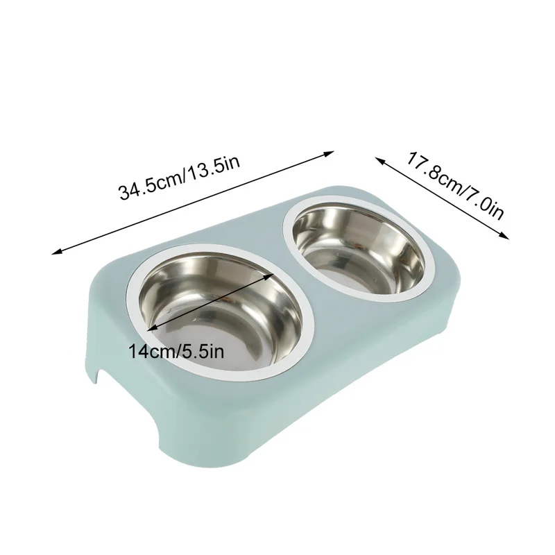 

Cat Stainless Steel Bowls Pet Feeding Double Bowl Anti-skid Water Bowl Food Dish Dog Cats Feeder Round Bowl Pets Supplies
