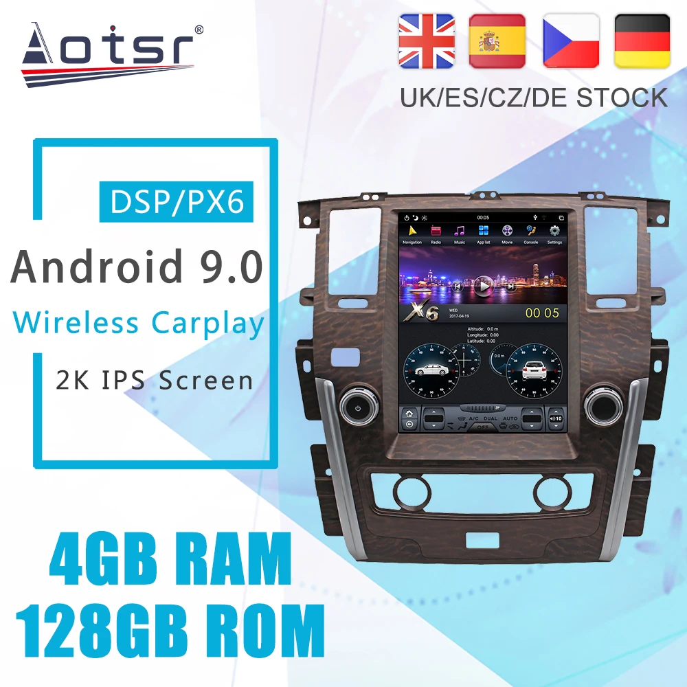 

Android 9.0 128G PX6 Screen Tesla Styel For Nissan Patrol Y62 2010 - 2020 Auto Radio Stereo Car Multimedia Player GPS Navigation
