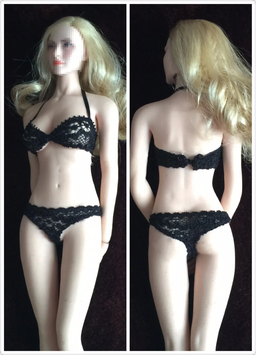 

1/ 6 Scale Feamle Clothes Women Black Underwear BRA & Underpants Clothing Accessories For 12" TBLeague Seamless Body