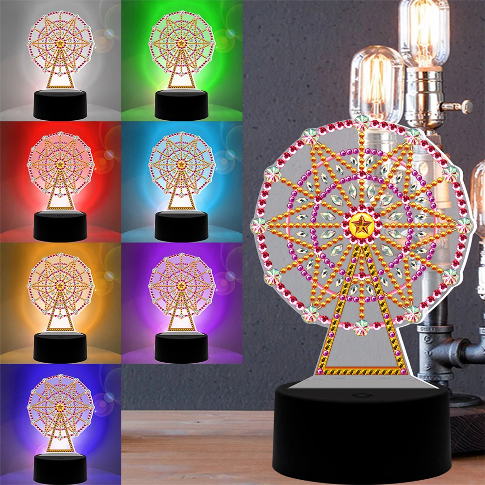 

Светодиодная 5D лампа, алмазная живопись, специальная форма, алмазная вышивка, красочная семь ламп, мозаика, религиозное украшение для дома, ...