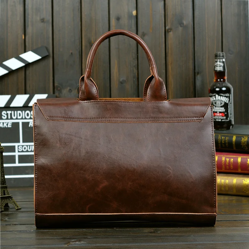 Laptop Bag Leather Men Pu Briefcase Business Computer Work Office Shoulder Messenger Vintage 2020 0092 | Багаж и сумки