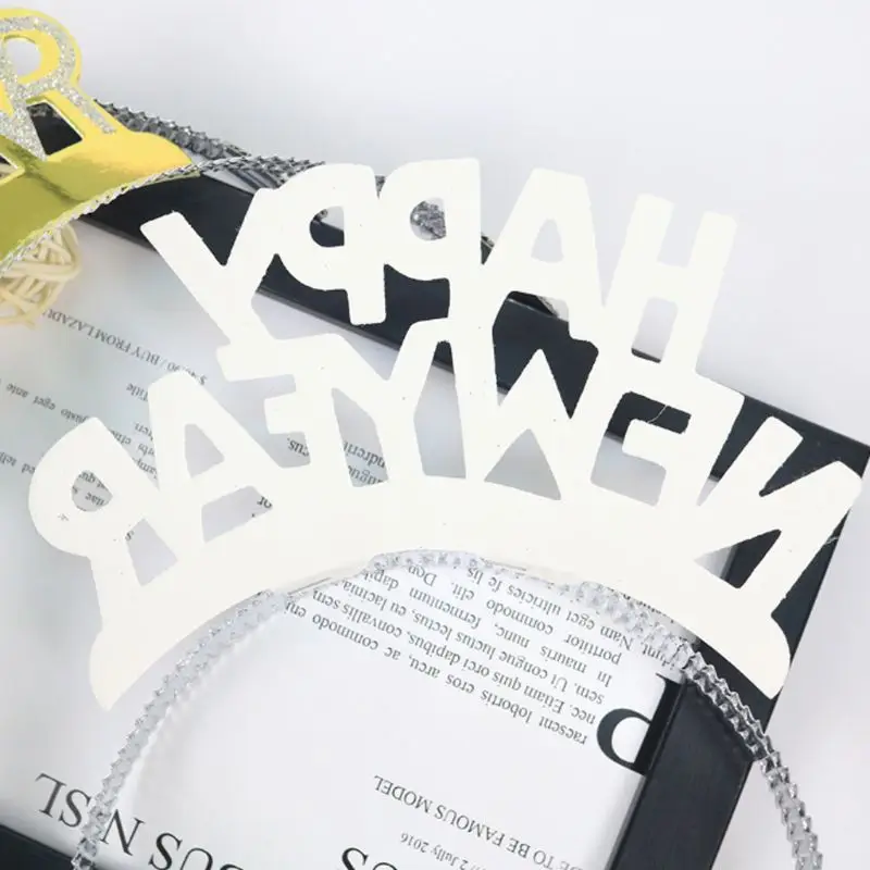 Ободок для волос детей и взрослых с новым годом 2020 золотистый серебристый