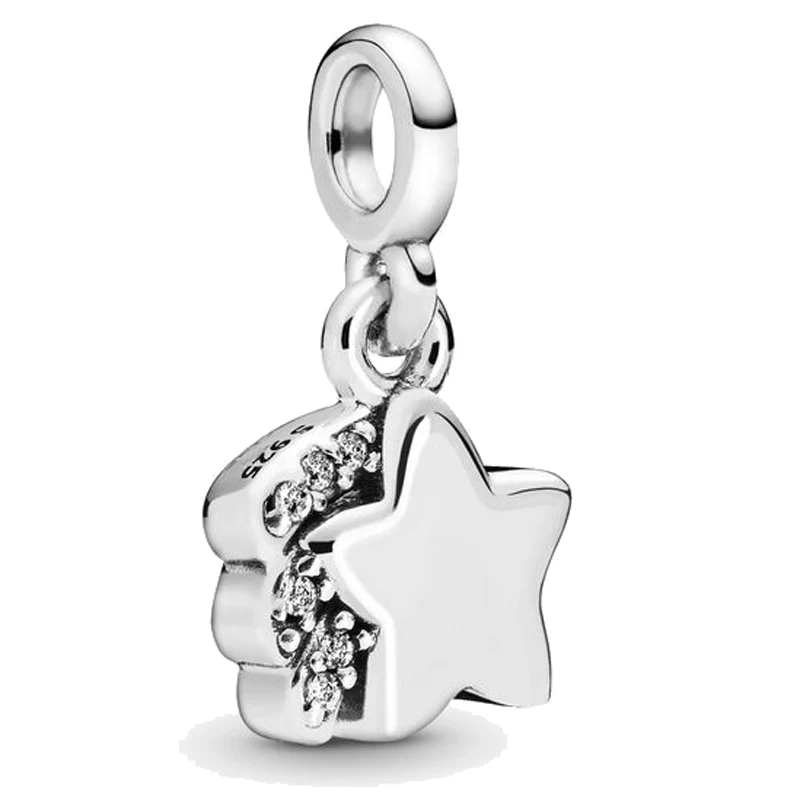 Мой девичий гордость - сердца переплетены, мощная лучистая звезда улыбается, кулон бусины для браслета из серебра 925 с моим образом.