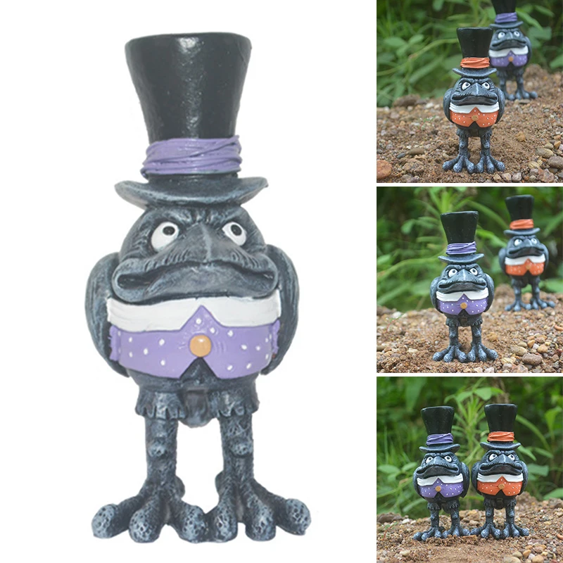 Hot Halloween Crow Statue Hand Painted Resin Crafts Desktop Ornament for Home Courtyard Garden Decoration