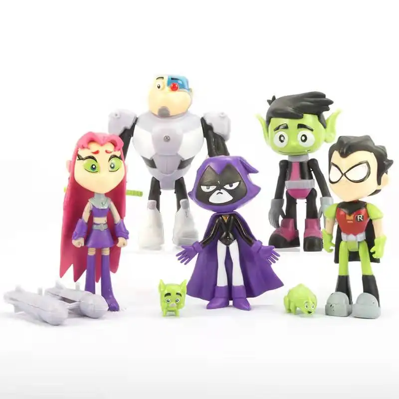 

7pcs/Set Teening Titans Go Action Figures PVC Model Toys Anime Movie Robin Raven Beast Boy Cyborg Model Toys for Kids Loved Gift