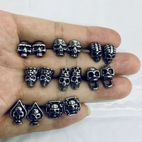 fashion cross skull stud earrings for men stainless steel silver color male earrings hip hop punk rock skeleton jewelry gifts