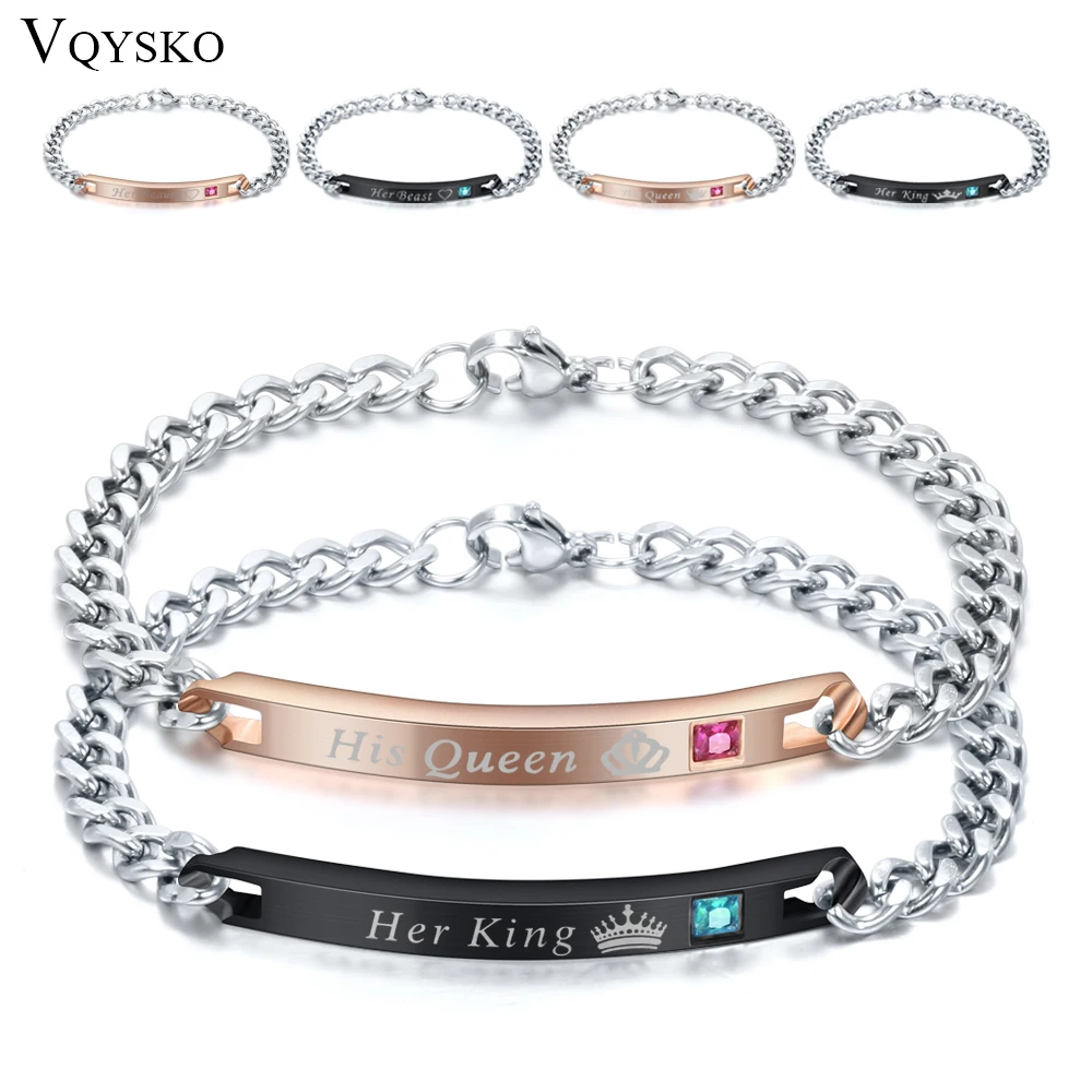 Сделай Сам ее чудовище его Чудовище черный розовое золото Пара Браслеты из