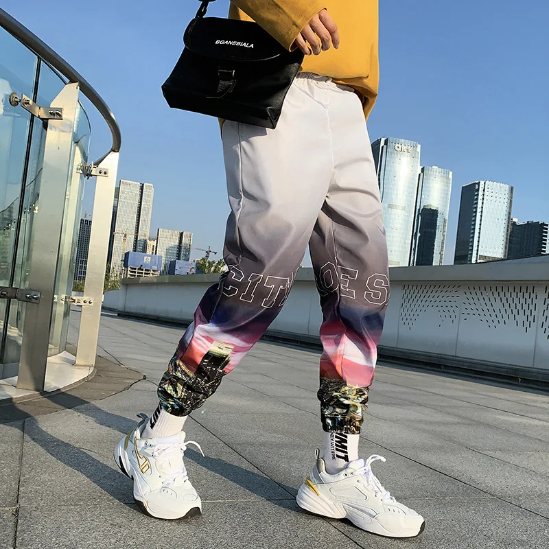 

Gradient Jogger Men Streetwear Hip Hop Harem Pants Loose Casual Elastic Waist Ankle Length Cuffed Trousers For Male