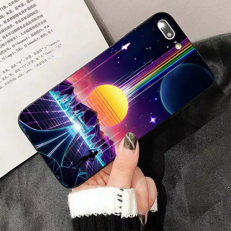 Винтажный мягкий чехол Synthwave в стиле ретро 80-х для телефона iphone 13 8 7 6 6s Plus X 5 5S SE 2020 XR