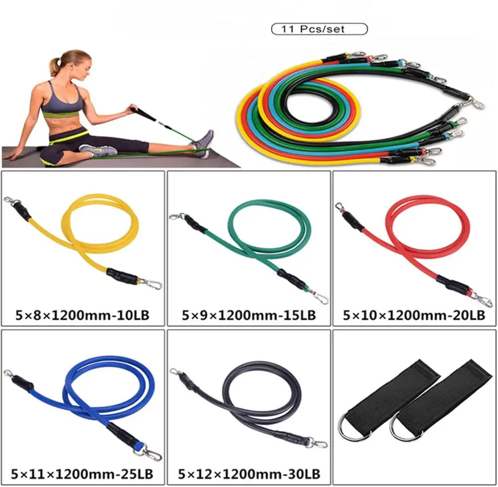 Набор резинок сопротивления в том числе 5 Штабелируемых лент для упражнений с