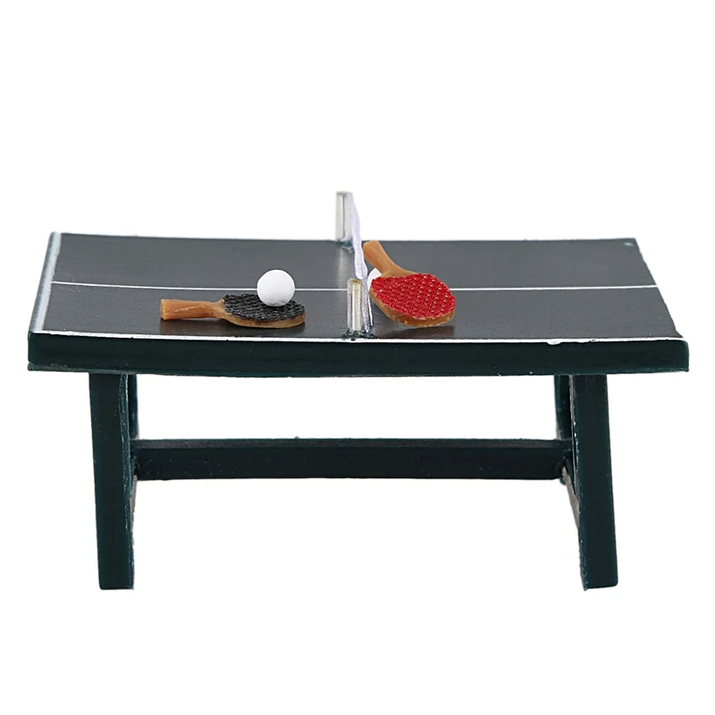 Кукольный домик Миниатюрный стол для пинг понга с шариками и ракетами|Игрушечная