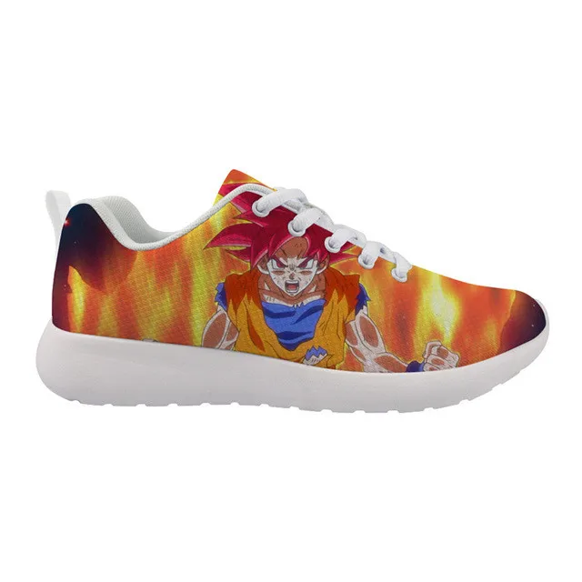 Twoheartsgirl Прохладный Для мужчин кроссовки с рисованным аниме, принт Dragon Ball Z; туфли с подошвой из вулканизированной резины для студентов на шнуровке; обувь из сетчатого материала - Цвет: HMA348Z42