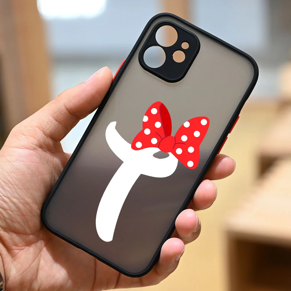 

NEW Cute Mikey Ears Name Letters Matte Shockproof Phone Protect Case for iPhone 11 12 13 Pro Max mini XS XR 7 8 Plus SE2 Shell