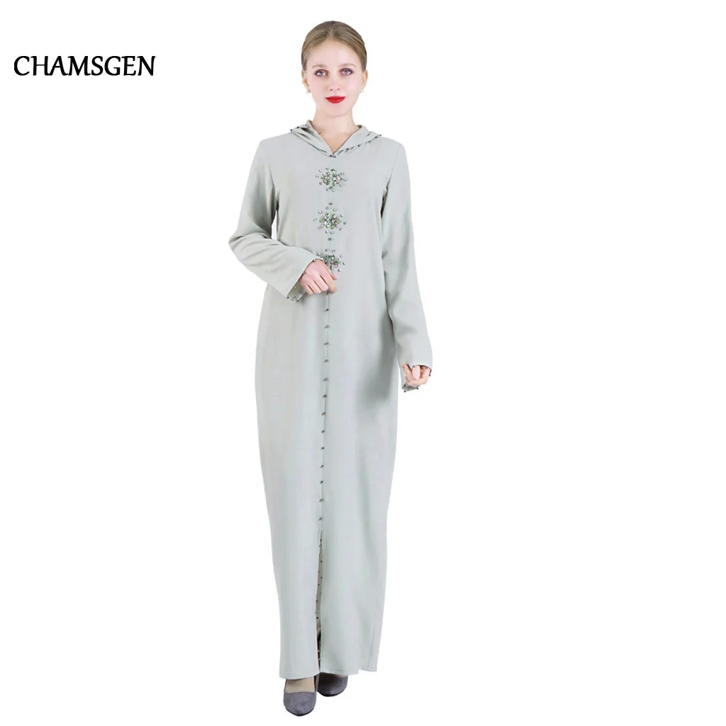 Женское платье с капюшоном CHAMSGEND мусульманское исламское летнее длинными