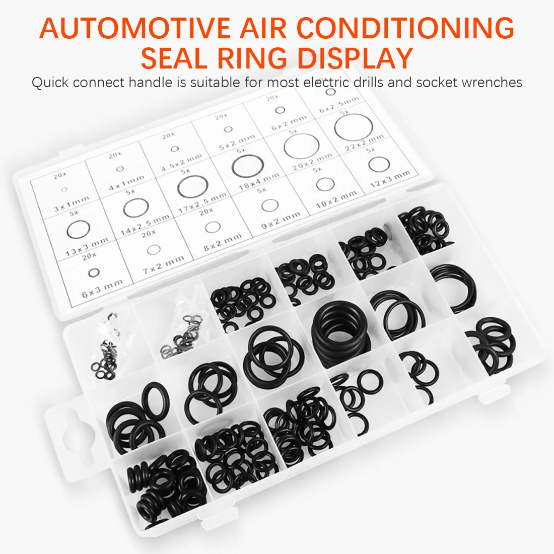 

225pcs O-Ring Washer Seals Assortment O-rings Nitrile Washer Car Gaskets Watertightness Rubber Ring With Plactic Box Kit Set